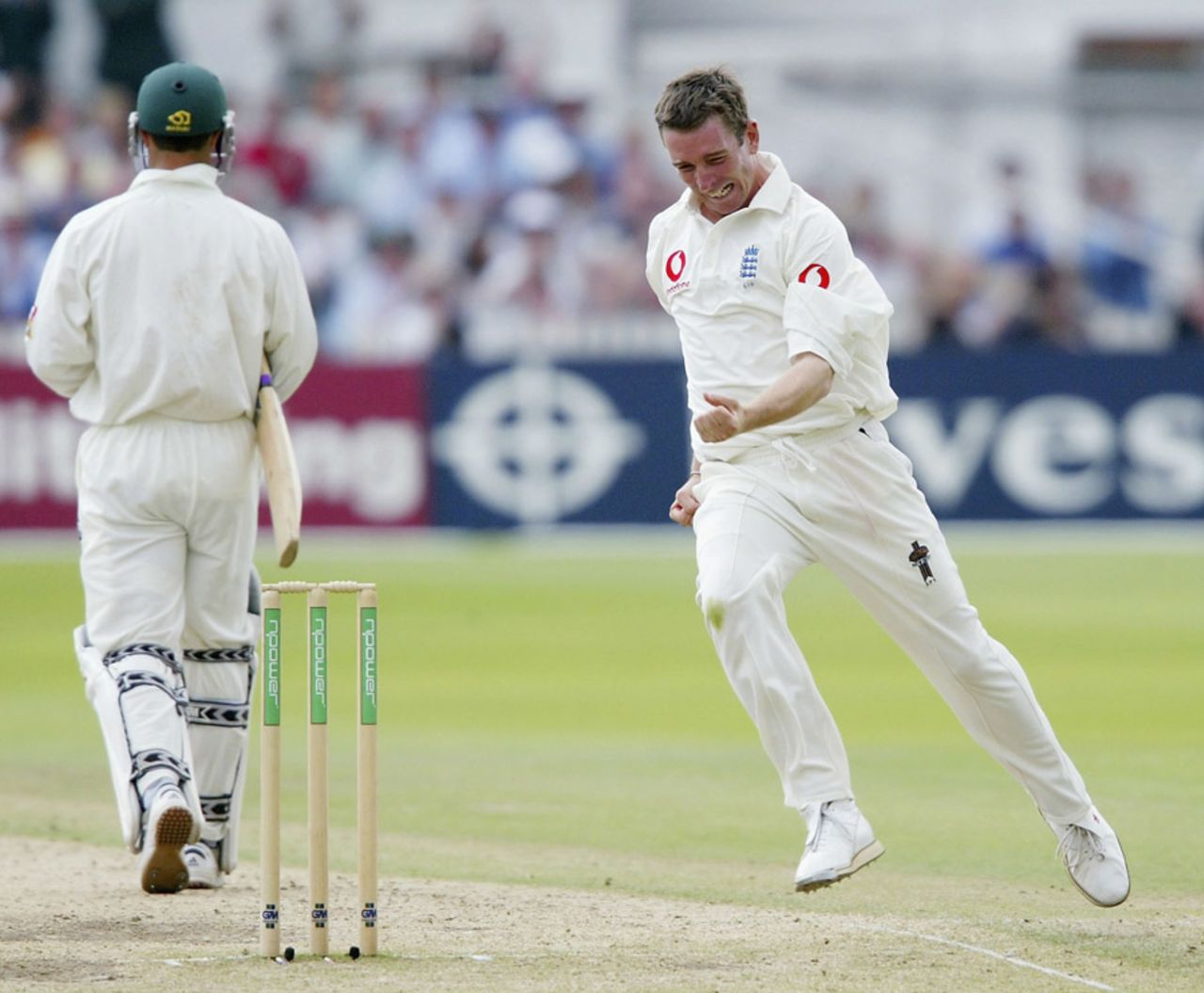 James Kirtley celebrates the wicket of Mark Boucher, England v South Africa, third Test, Trent Bridge, August 18, 2003