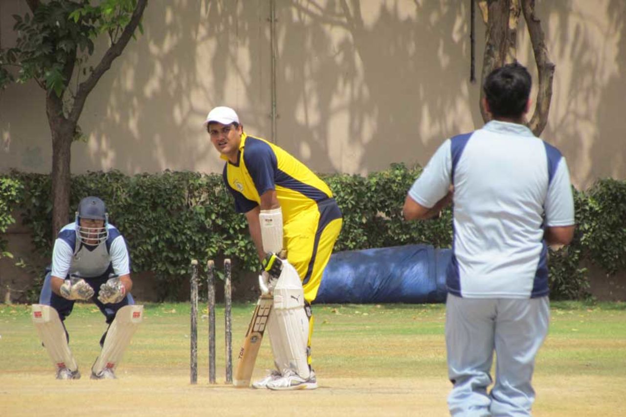 Batsman prepares to face the bowling at the ITM University ground Gurgaon, Delhi. Submitted by: <b>Dinesh Mehta</b>