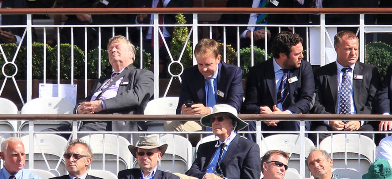 Justice Secretary Ken Clarke enjoys an afternoon snooze, England v South Africa, 1st Investec Test, The Oval, 1st day, July 19, 2012