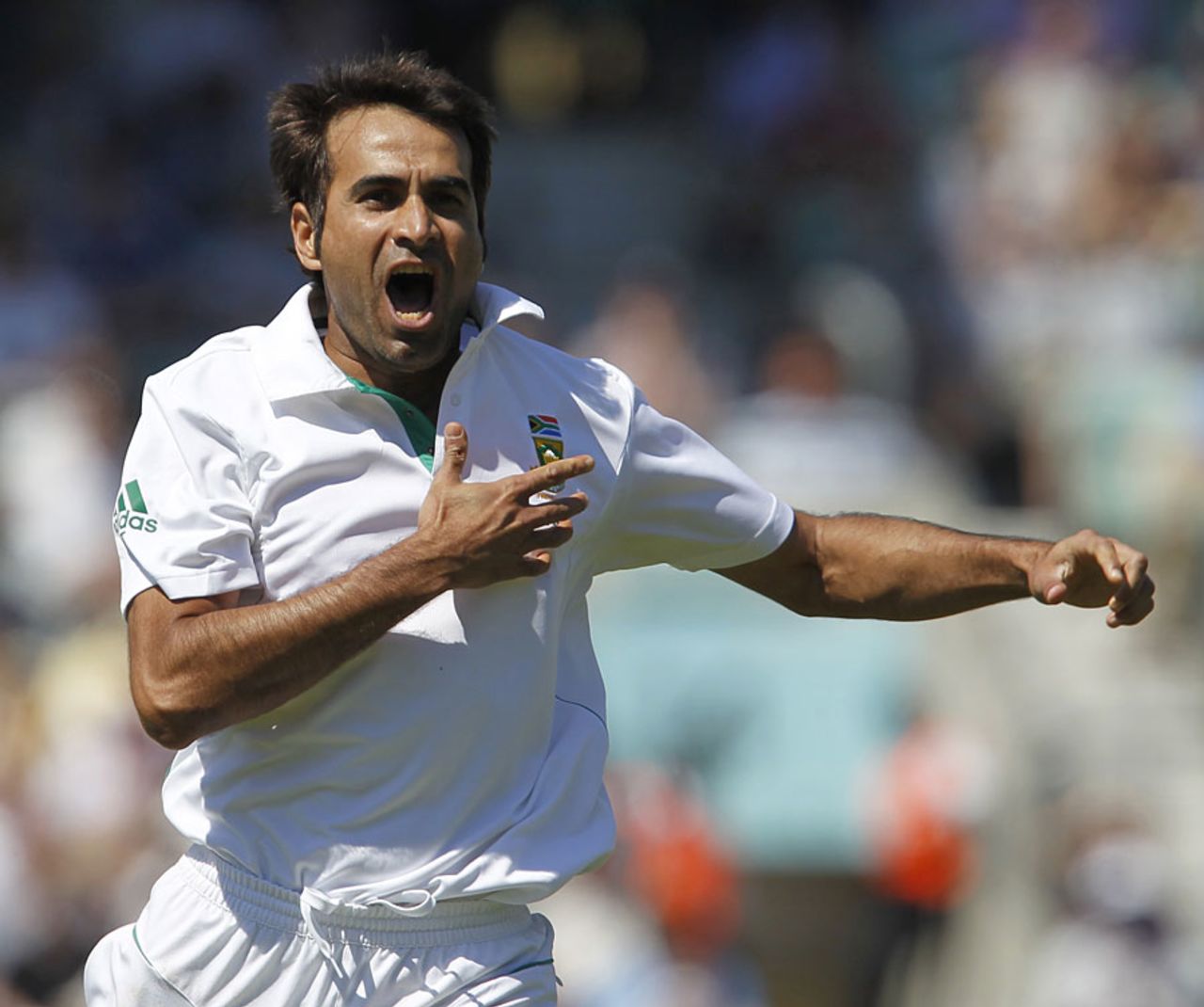 Imran Tahir certainly enjoyed his success, England v South Africa, 1st Test, The Oval, 5th Day, July, 23, 2012