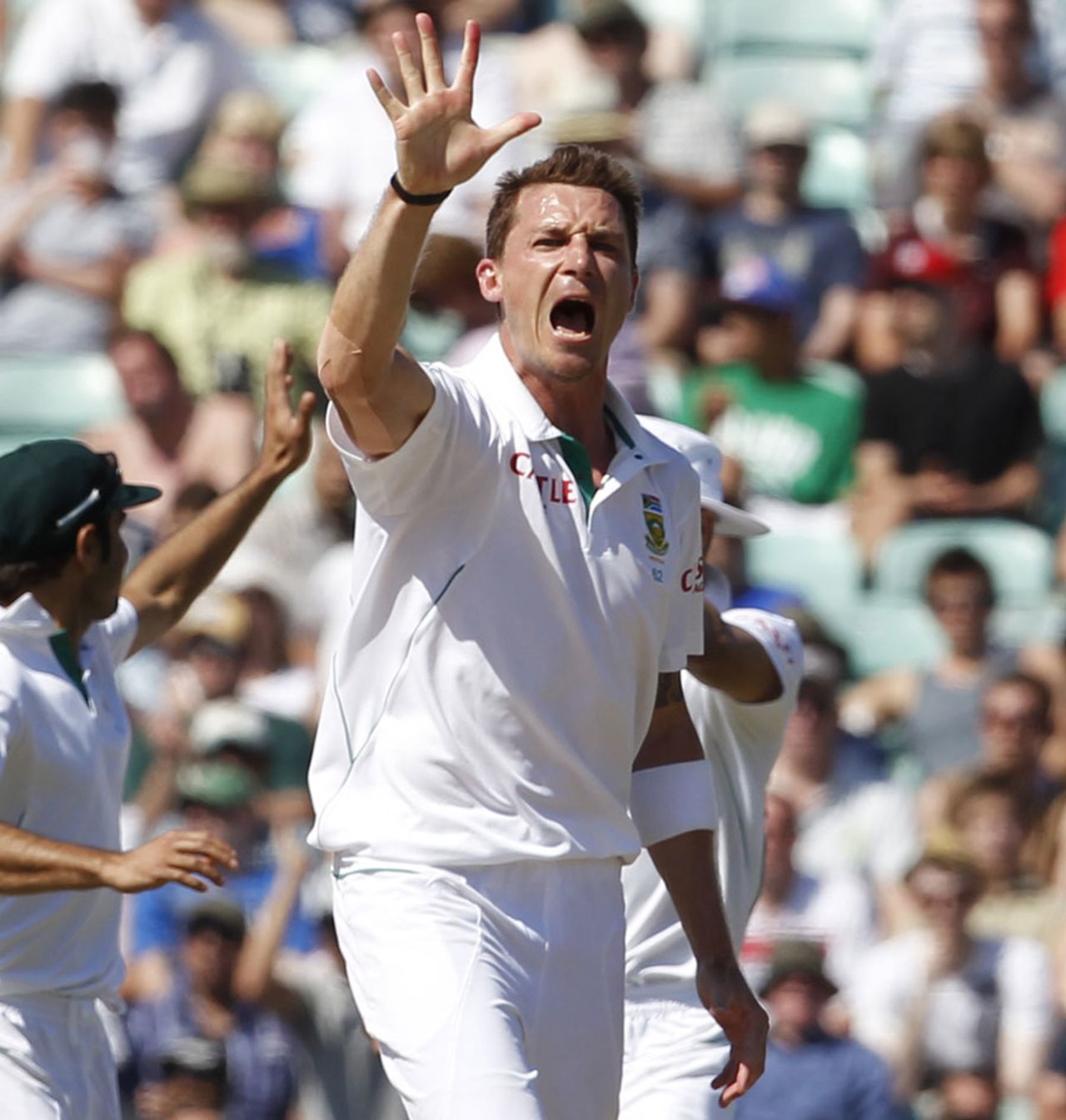 Dale Steyn signals his five-for to the crowd, England v South Africa, 1st Test, The Oval, 5th Day, July, 23, 2012