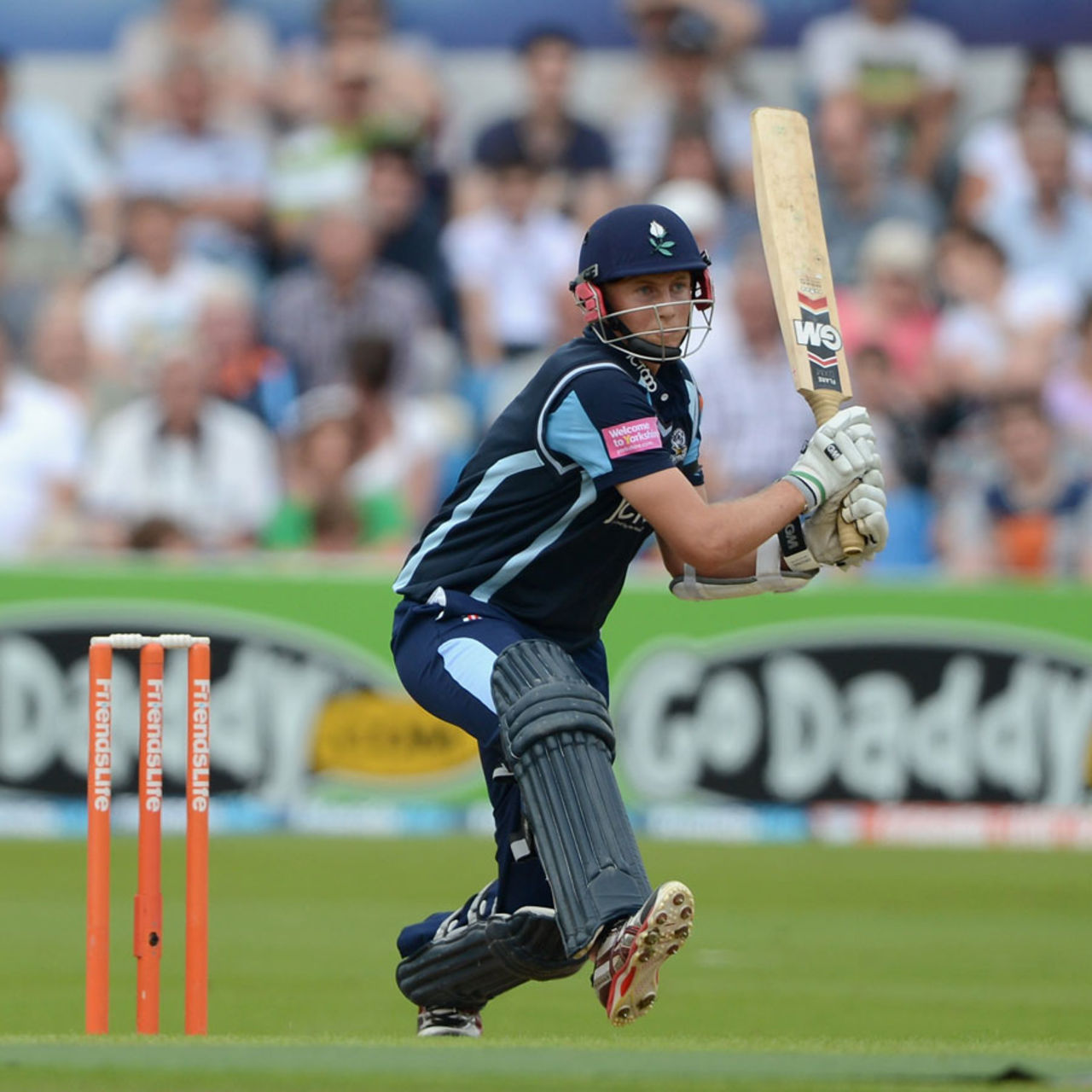 Joe Root gets ready to reverse sweep on his way to 65 off 40 balls, Yorkshire v Worcestershire, FLt20 quarter-final, Headingley, July 25, 2012