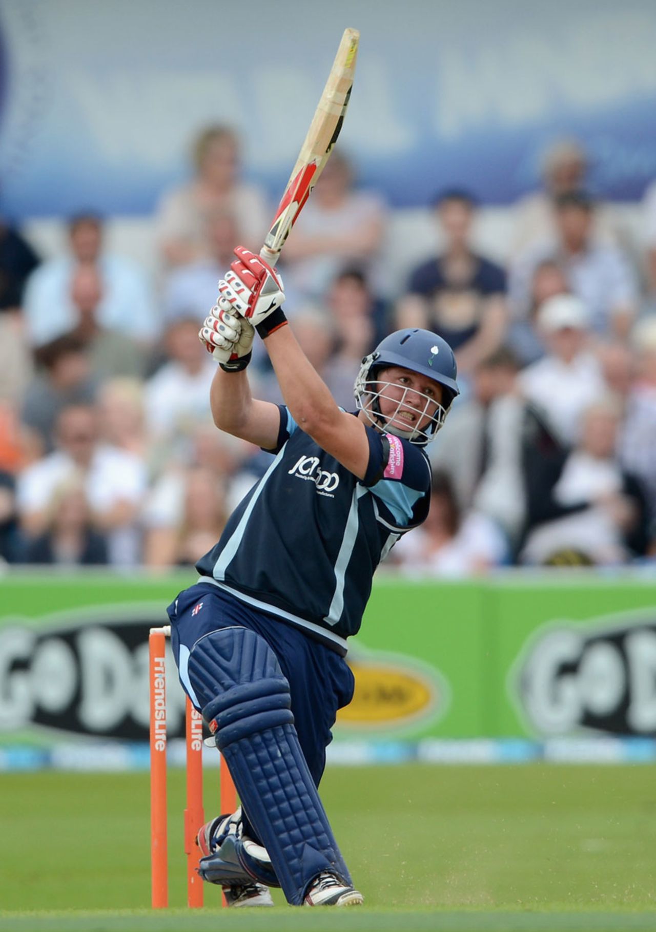 Gary Ballance hits one of his five sixes, Yorkshire v Worcestershire, FLt20 quarter-final, Headingley, July 25, 2012