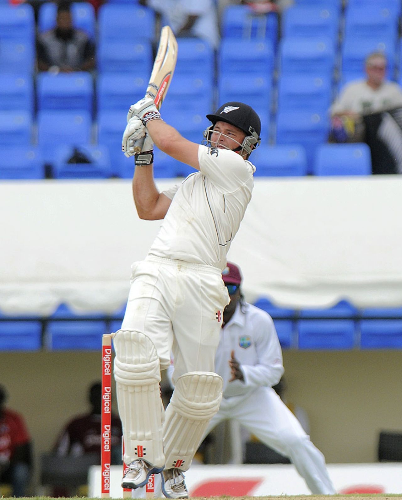 Daniel Flynn pulls during his 45, West Indies v New Zealand, 1st Test, Antigua, 1st day, July 25, 2012