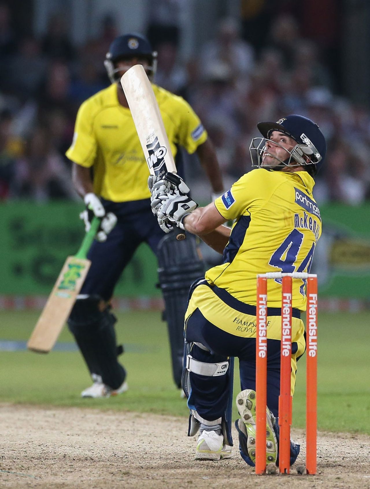 Neil McKenzie hit two successive fours in the final over to swing the match, Nottinghamshire v Hampshire, FLt20 quarter-final, Trent Bridge, July 25, 2012