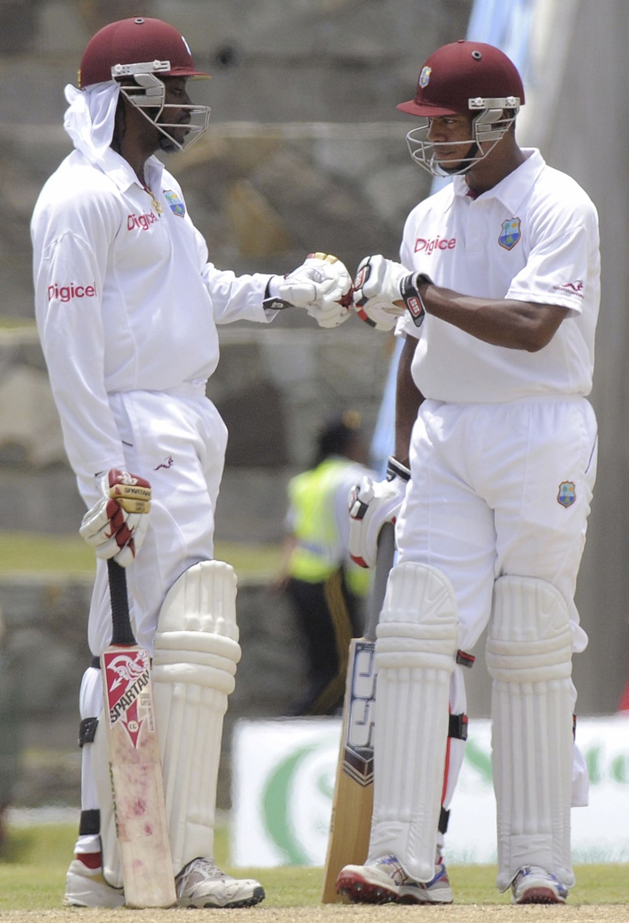 Chris Gayle and Kieran Powell shared an opening stand of 254, West Indies v New Zealand, 1st Test, Antigua, 3rd day, July 27, 2012