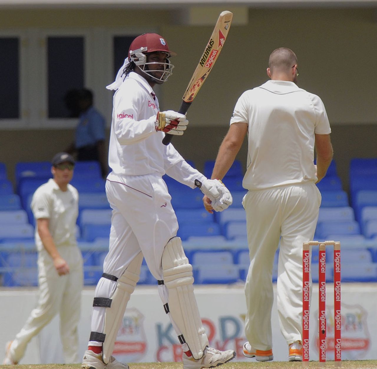 Chris Gayle reached 150 before he was dismissed, West Indies v New Zealand, 1st Test, Antigua, 3rd day, July 27, 2012