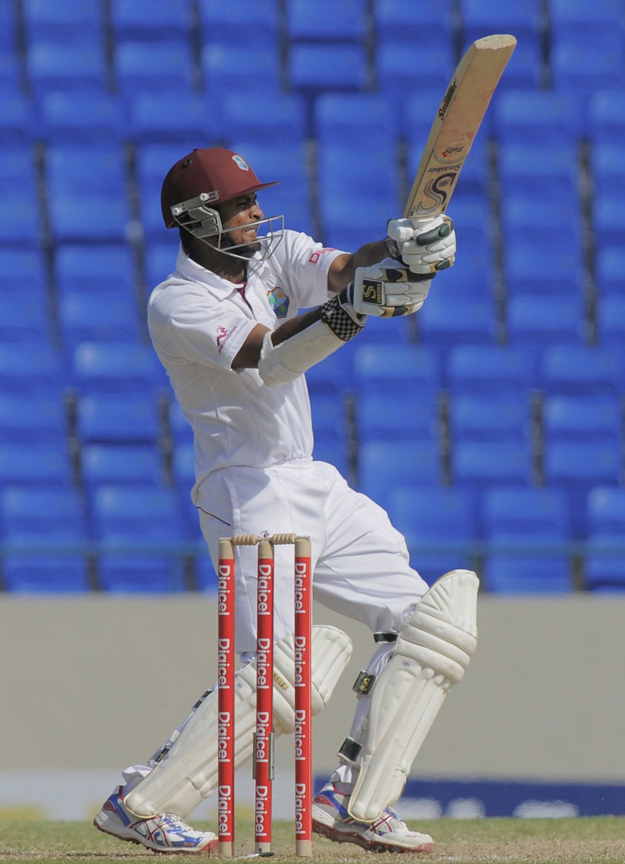 Assad Fudadin hit seven boundaries in his 55, West Indies v New Zealand, 1st Test, Antigua, 3rd day, July 27, 2012