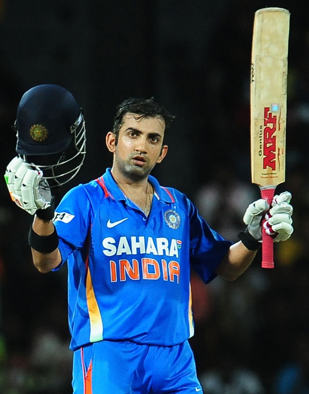 Gautam Gambhir celebrates his century, Sri Lanka v India, 3rd ODI, Colombo, July 28, 2012