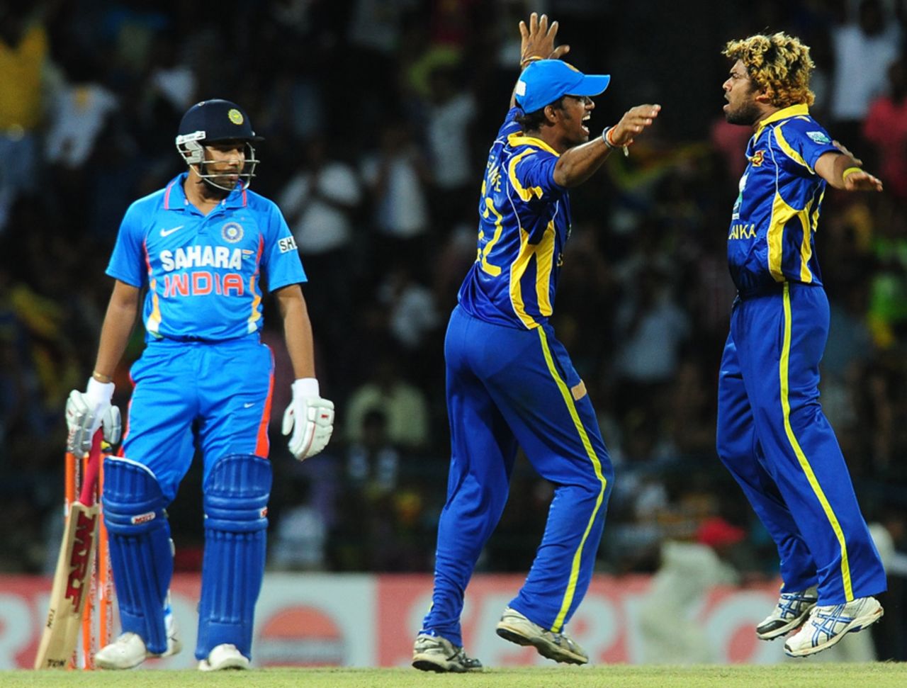 Rohit Sharma was dismissed for a first ball-duck by Lasith Malinga, Sri Lanka v India, 3rd ODI, Colombo, July 28, 2012