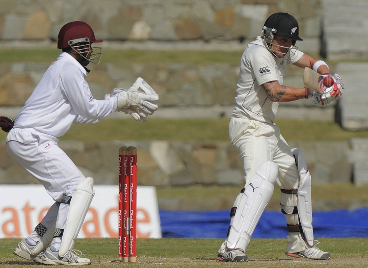 Brendon McCullum cuts during his 84, West Indies v New Zealand, 1st Test, Antigua, 4th day, July 28, 2012