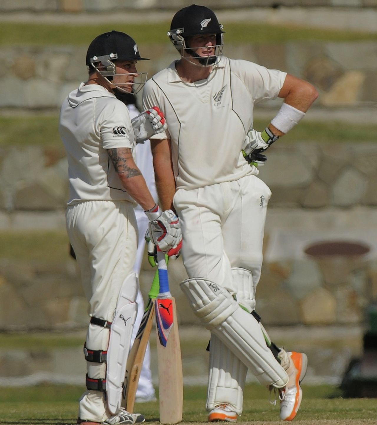 Brendon McCullum and Martin Guptill added 123 for the second wicket, West Indies v New Zealand, 1st Test, Antigua, 4th day, July 28, 2012