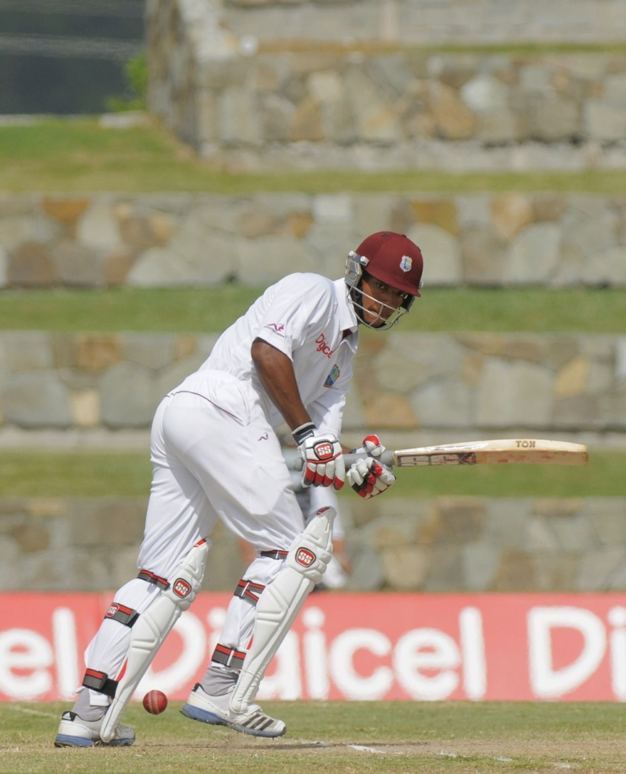 Kieran Powell clips one through the leg side, West Indies v New Zealand, 1st Test, Antigua, 5th day, July 29, 2012