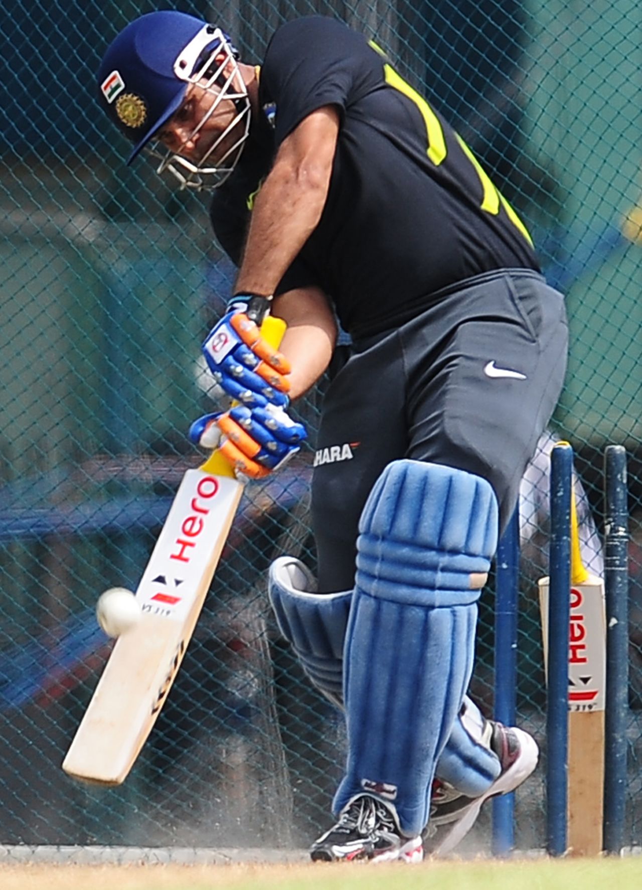 Virender Sehwag bats in a training session, Colombo, July 30, 2012