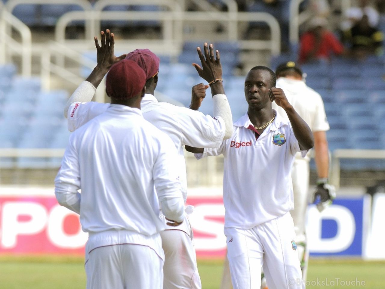 Kemar Roach celebrates a wicket, West Indies v New Zealand, 2nd Test, Jamaica, 1st day, August 2, 2012