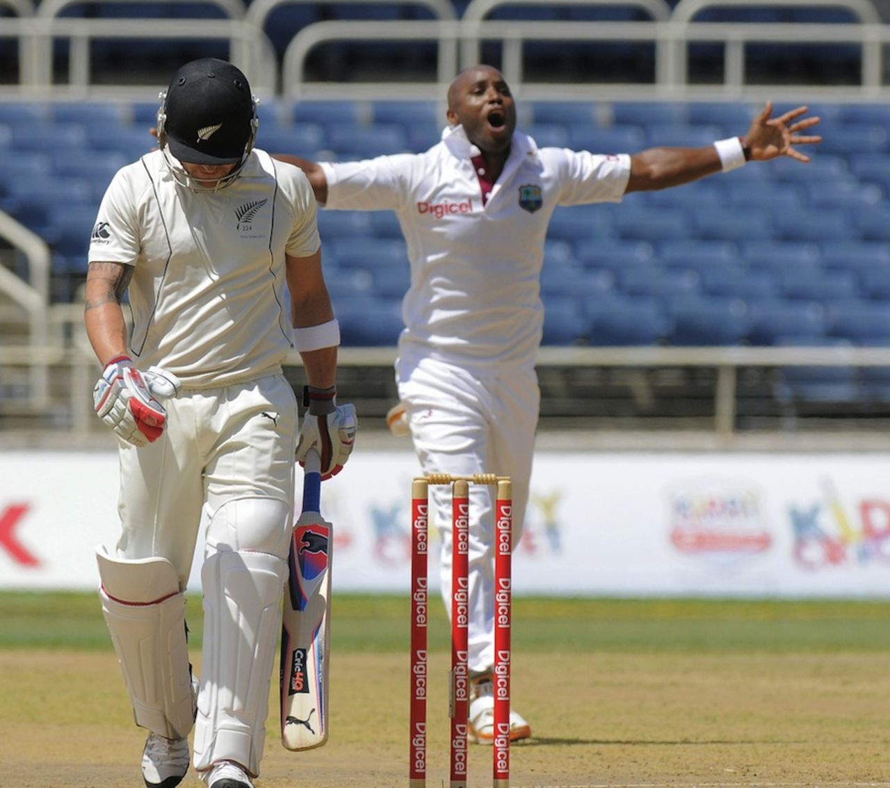 Tino Best had Brendon McCullum caught behind for a duck, West Indies v New Zealand, 2nd Test, Jamaica, 1st day, August 2, 2012