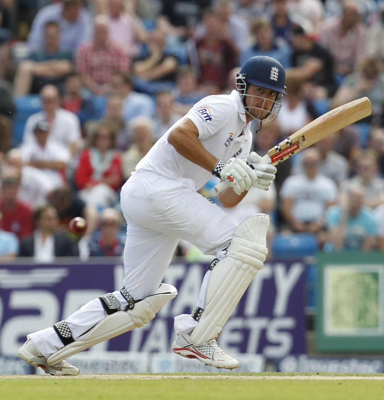 Alastair Cook plays into the leg side at the start of England's reply, 2nd Investec Test, Headingley, 2nd day, August 3, 2012