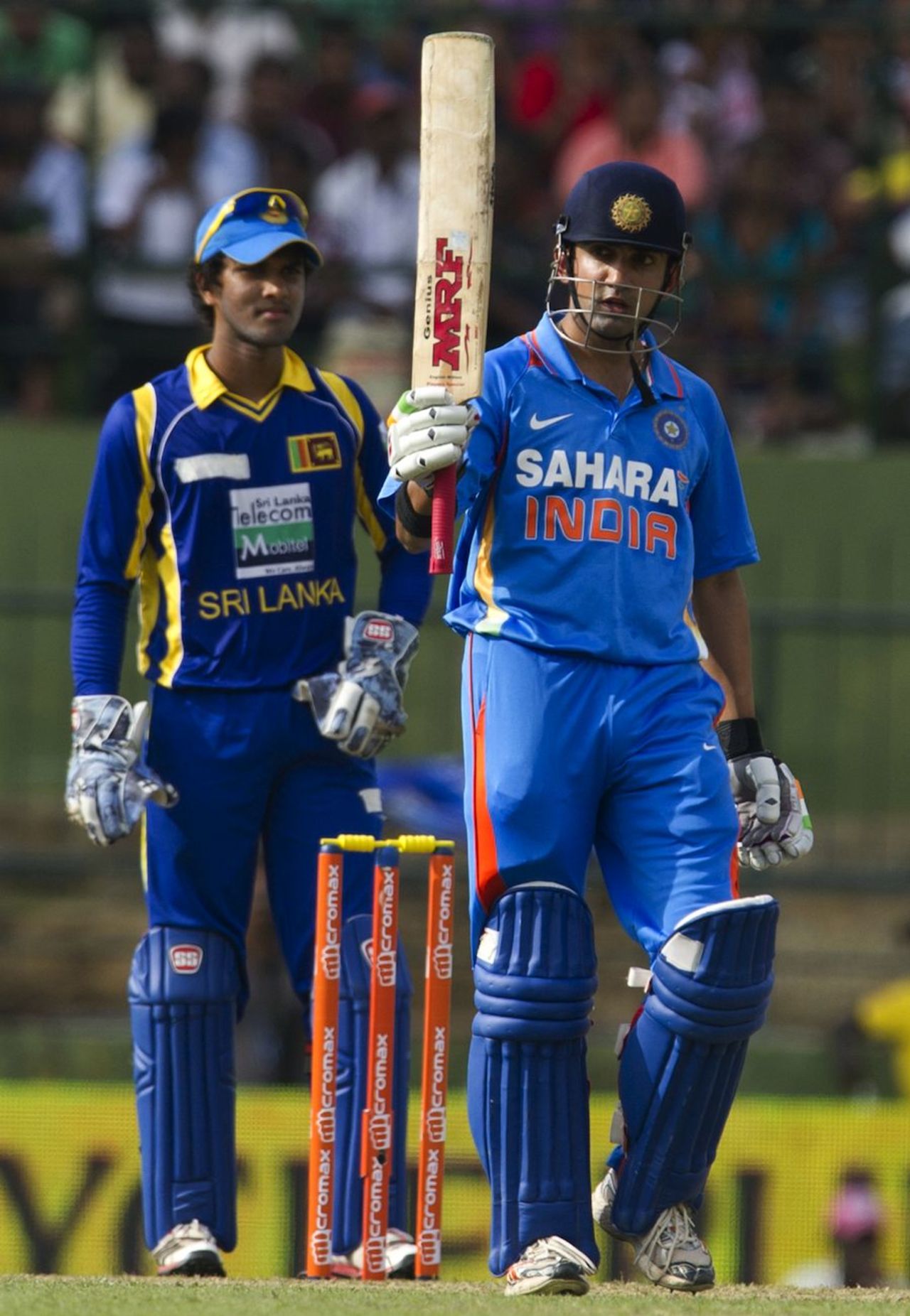 Gautam Gambhir brings up his half-century, Sri Lanka v India, 5th ODI, Pallekele, August 4, 2012