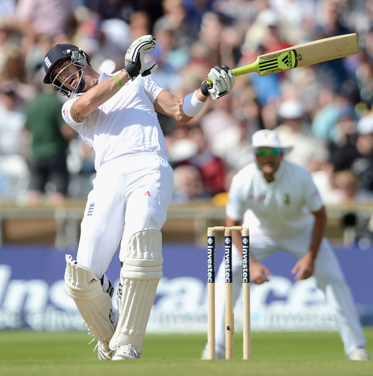 Kevin Pietersen fends off a short ball, England v South Africa, 2nd Investec Test, Headingley, 3rd day, August 4, 2012