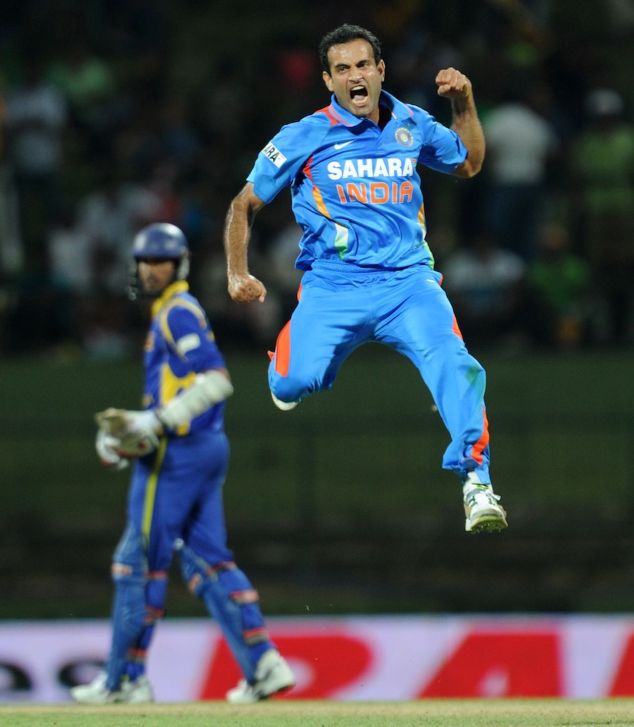 Irfan Pathan celebrates his five-wicket haul, Sri Lanka v India, 5th ODI, Pallekele, August 4, 2012