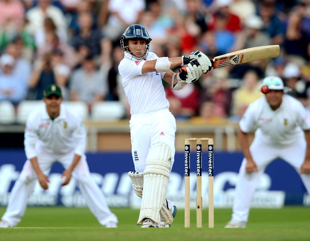 James Taylor pulls during his gutsy innings, England v South Africa, 2nd Investec Test, Headingley, 3rd day, August 4, 2012