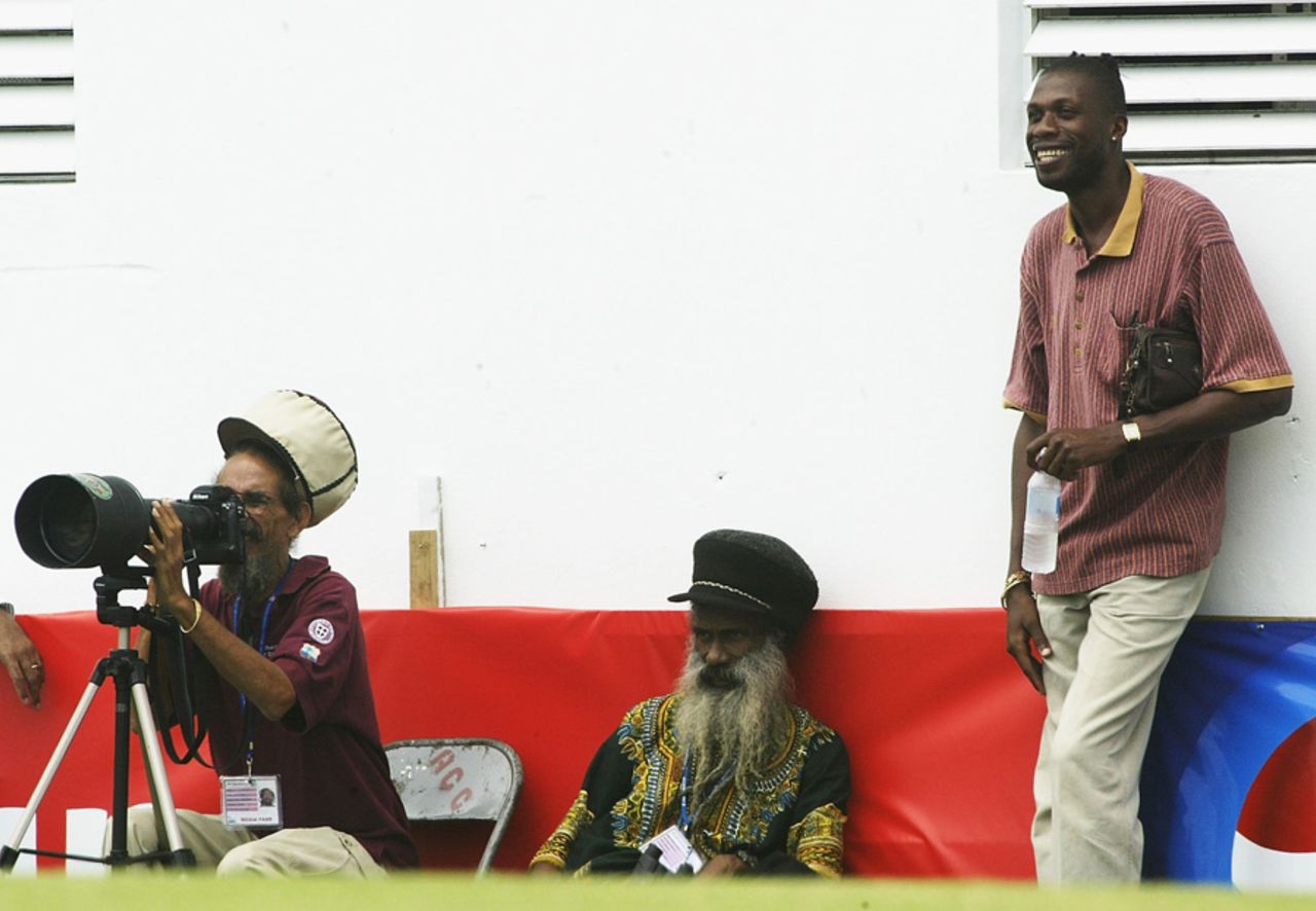 Curtly Ambrose watches the action from the sidelines, West Indies v Australia, 4th Test, Antigua, 3rd day, May 11, 2003