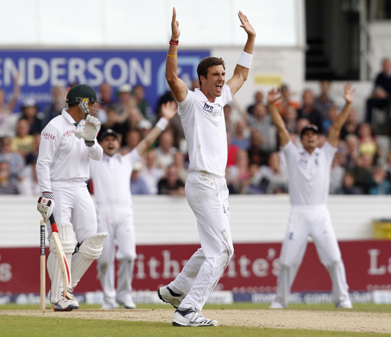 Steven Finn appeals for an lbw decision against Jacques Rudolph, England v South Africa, 2nd Investec Test, Headingley, 4th day, August 5, 2012