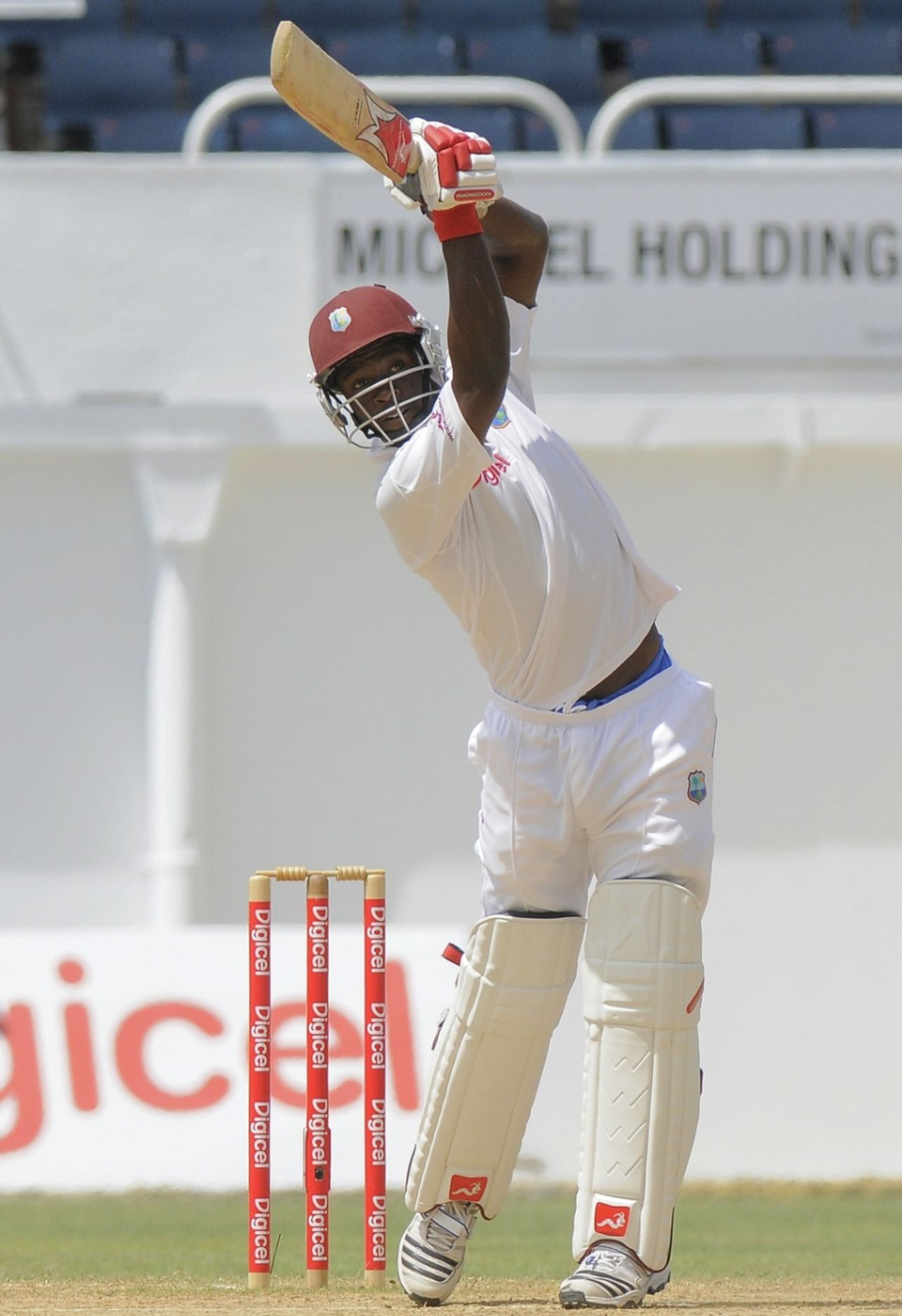 Kemar Roach goes down the ground, West Indies v New Zealand, 2nd Test, Kingston, 4th day, August 5, 2012