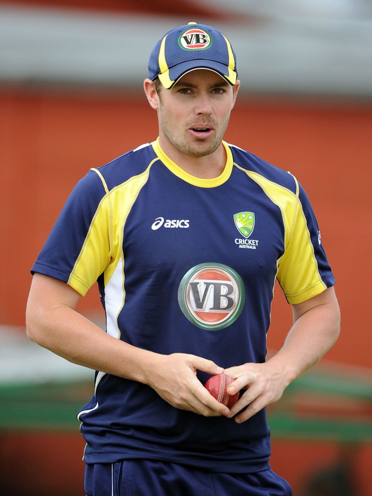Jon Holland prepares to bowl during Australia A practice, Old Trafford, August 6, 2012
