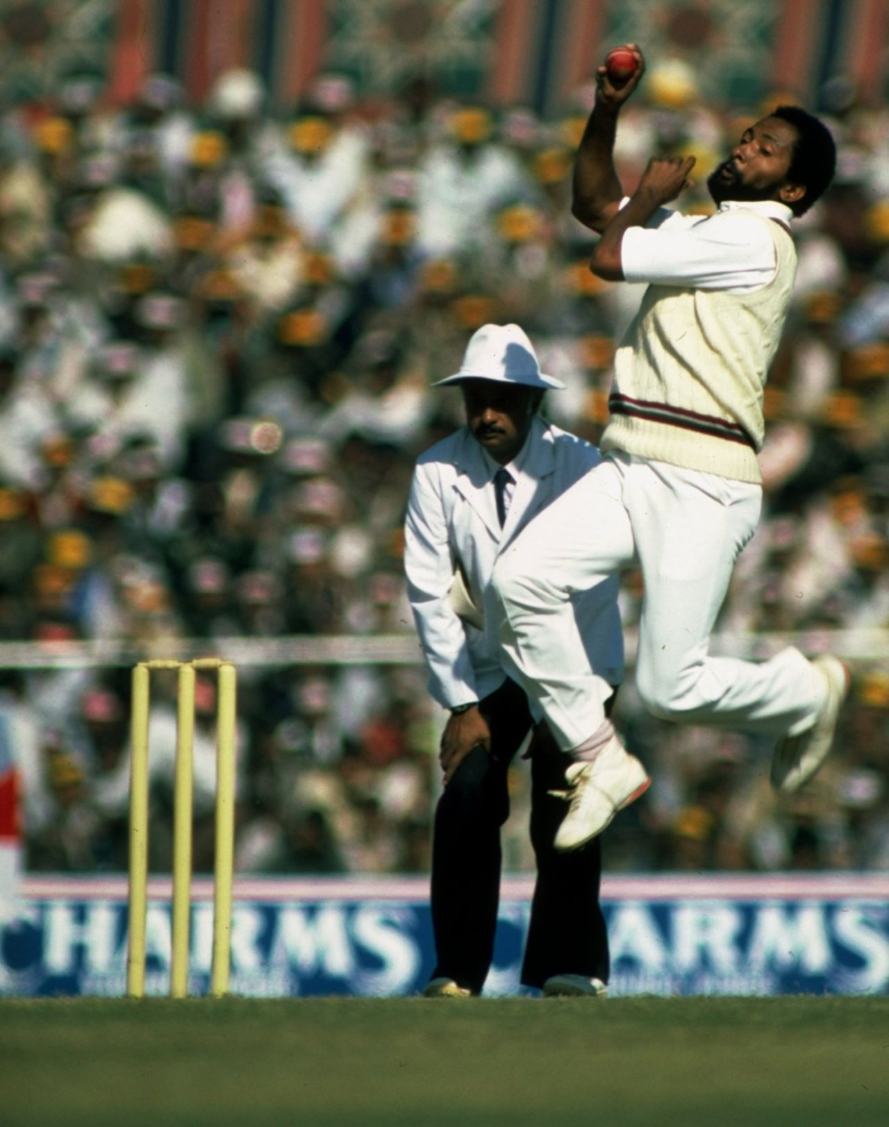 Andy Roberts bowling in his last Test, India v West Indies, 6th Test, Chennai, December 1983