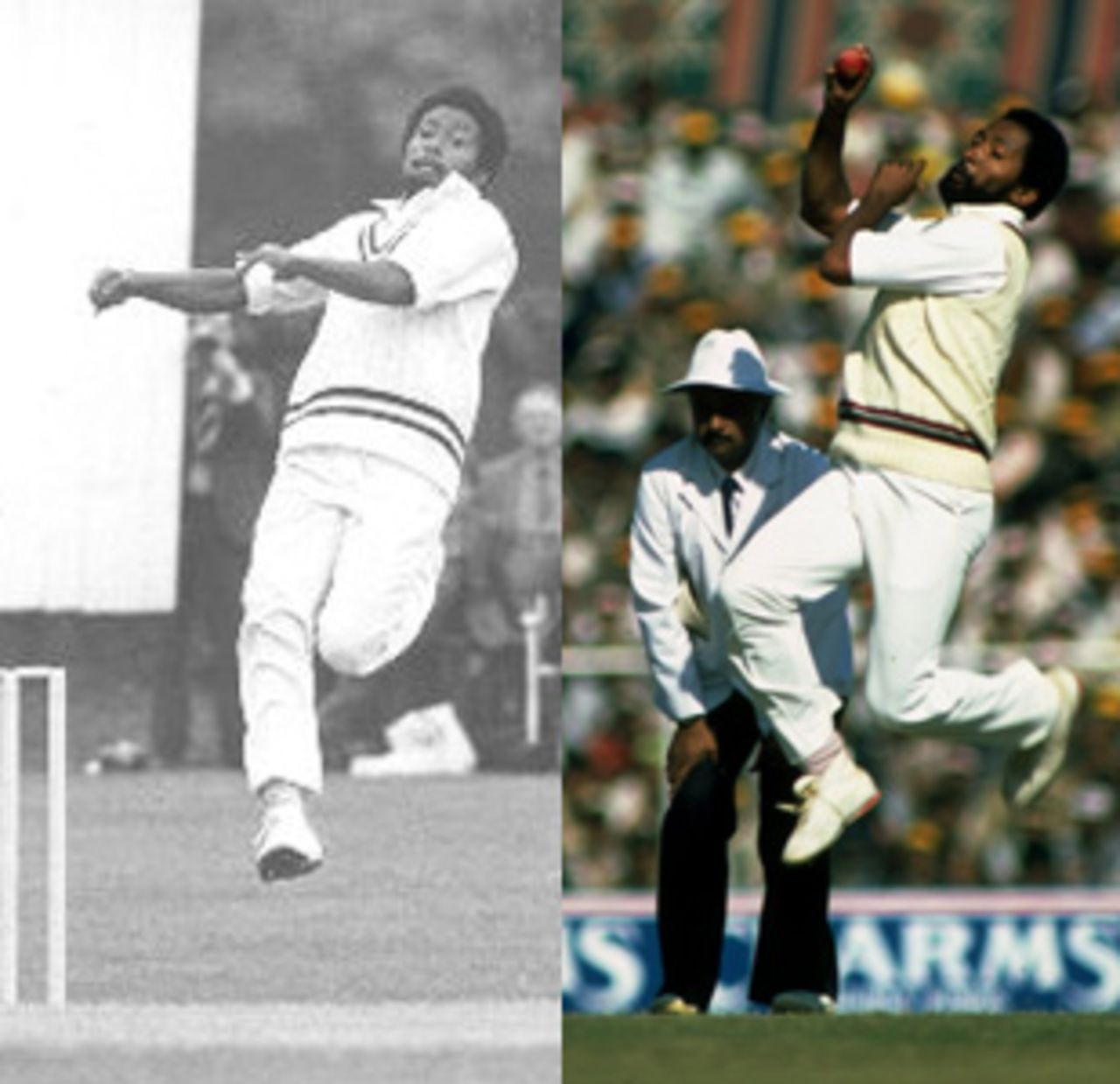 Composite: Andy Roberts' change in bowling action