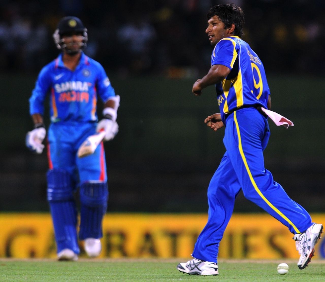 Jeevan Mendis completes a catch off his own bowling, Sri Lanka v India, Only T20I, Pallekele, August 7, 2012