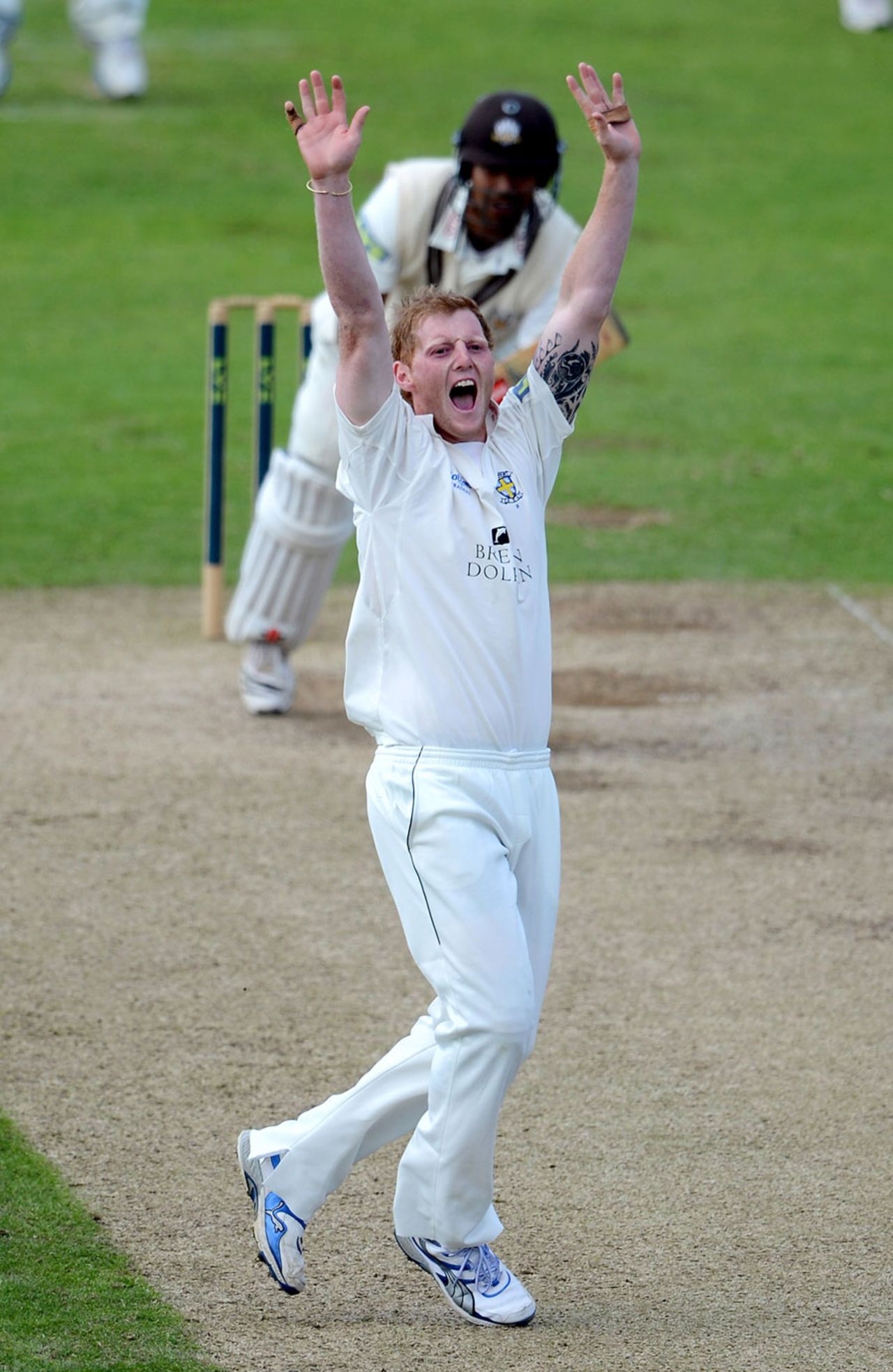 Ben Stokes appeals for the wicket of Arun Harinath, Durham v Surrey, County Championship Division One, Chester-le-Street, 2nd day