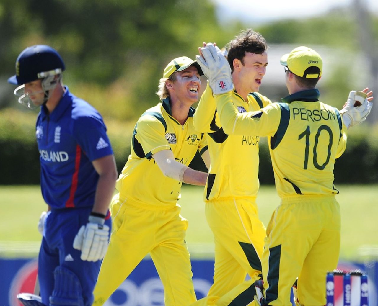 Ashton Turner celebrates the wicket of Ben Duckett, Australia v England, ICC U-19 World Cup 2012, Townsville, August 11, 2012