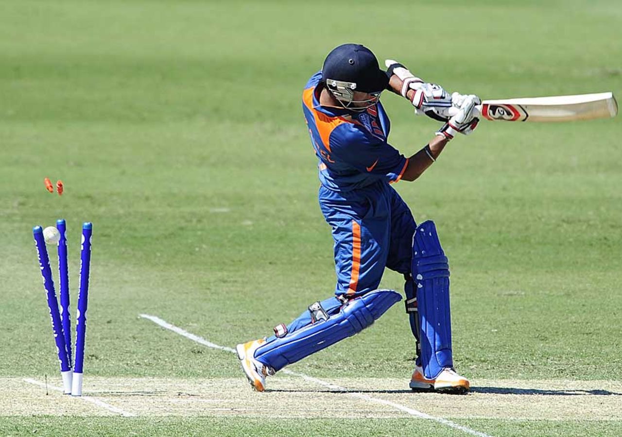 Smit Patel was bowled for 51, India v West Indies, Group C, ICC Under-19 World Cup 2012, Townsville, August 12, 2012