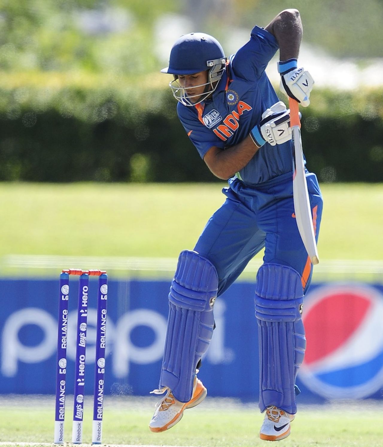 Hanuma Vihari fends a bouncer, India v West Indies, Group C, ICC Under-19 World Cup 2012, Townsville, August 12, 2012