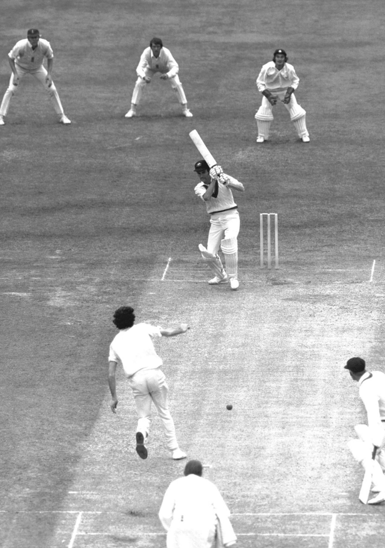 Greg Chappell drives a delivery from John Snow down the groundA, England v Australia, 2nd Test, Lord's 2nd day, June 23, 1972