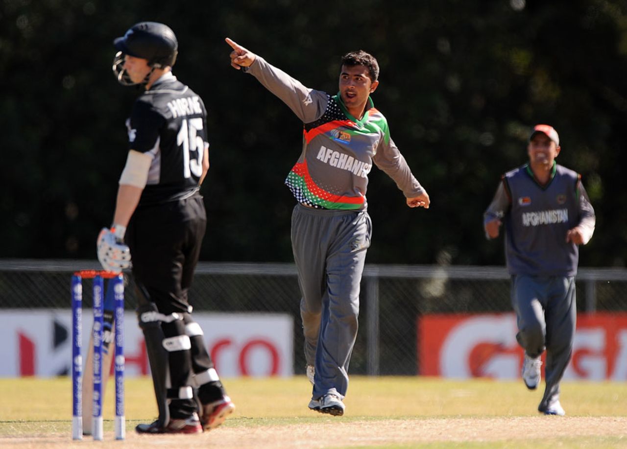 Sayed Shirzad picked up four top-order wickets, Afghanistan v New Zealand, Group B, ICC Under-19 World Cup 2012, Buderim, August 14, 2012