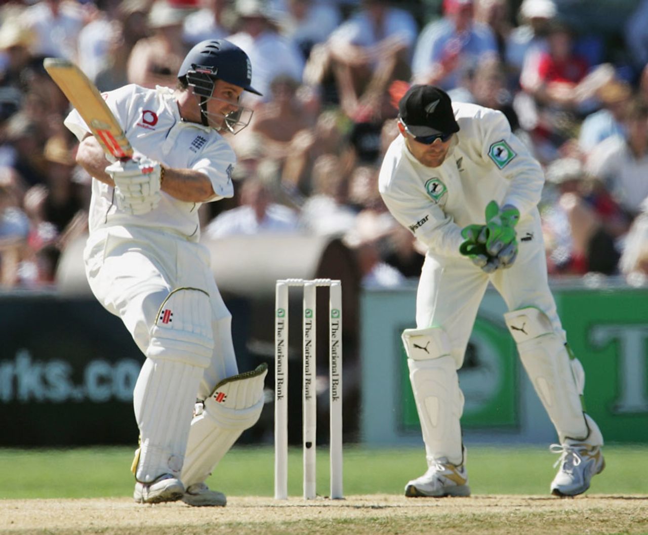 Andrew Strauss cuts on his way to 177, New Zealand v England, 3rd Test, Napier, 3rd day, March 24, 2008