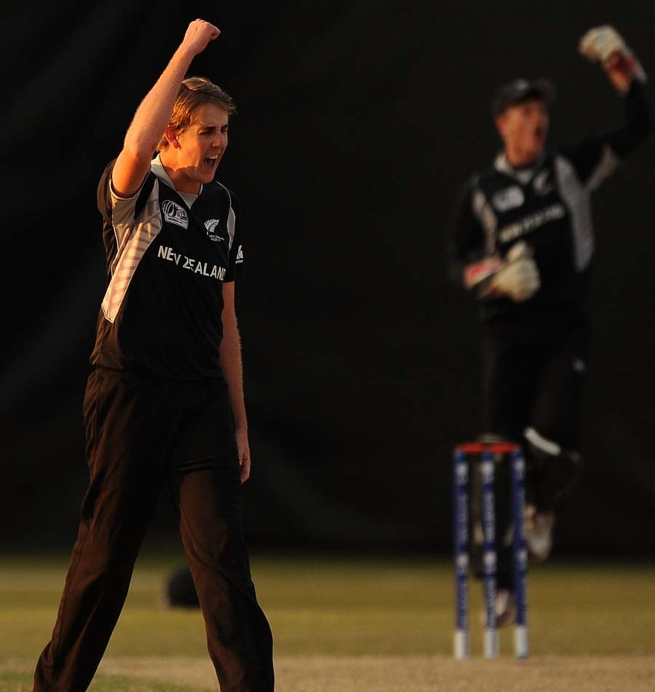 Matthew Quinn celebrates a wicket, Afghanistan v New Zealand, Group B, ICC Under-19 World Cup, Buderim, Aug 14, 2012
