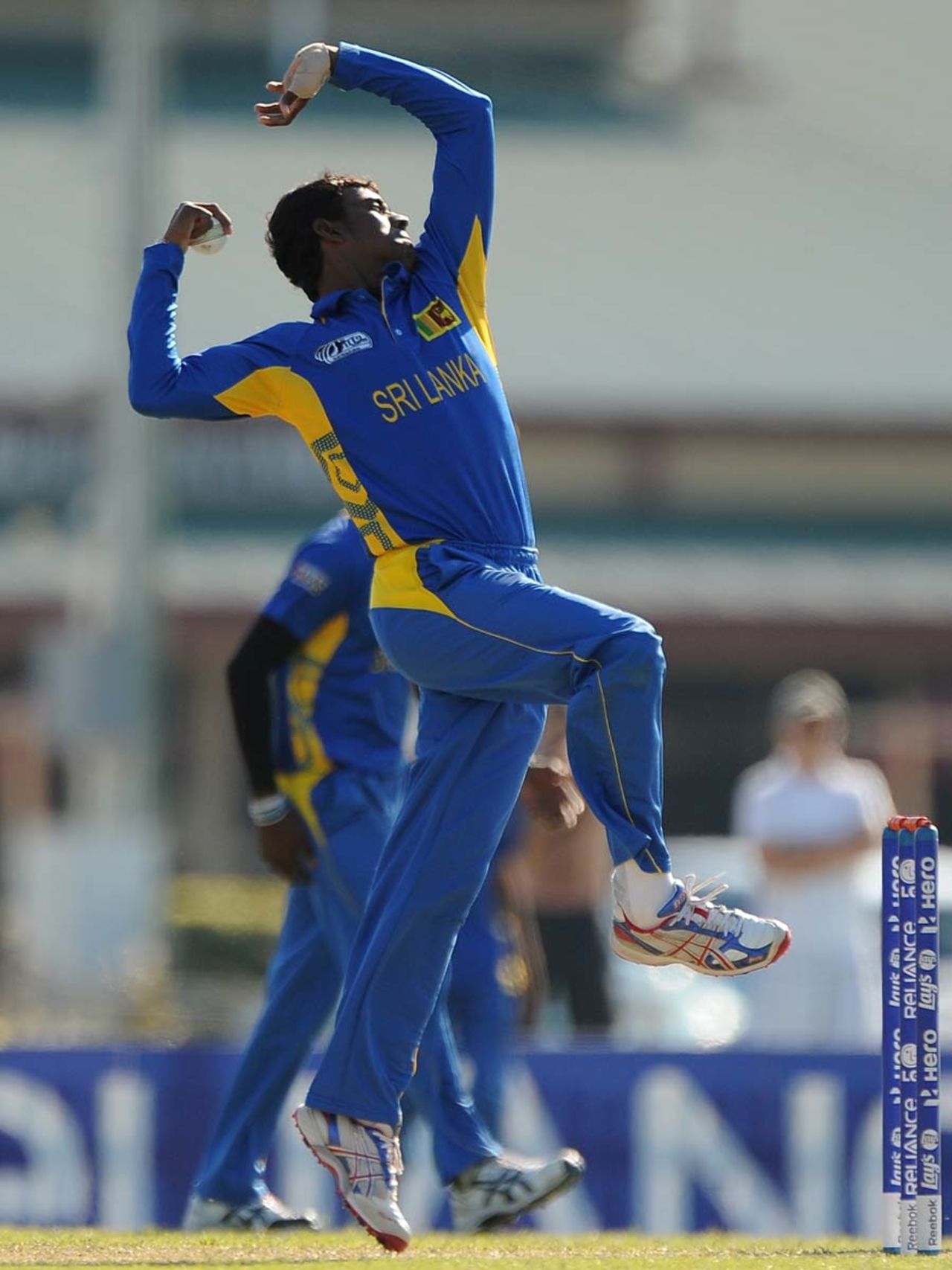 Tharindu Kaushal registered Sri Lanka's best bowling figures with 3 for 28, South Africa v Sri Lanka, Group D, ICC Under-19 World Cup, Brisbane, August 15, 2012