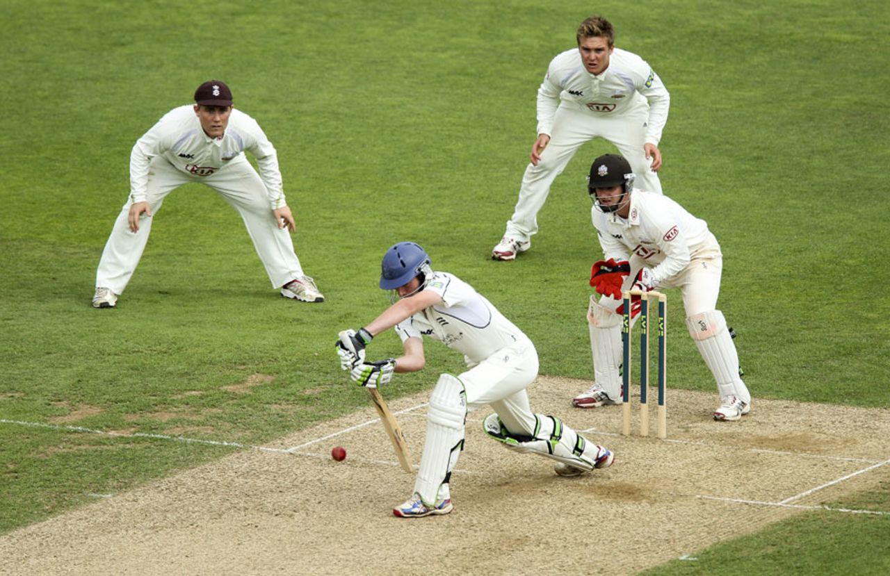 Tom Smith blocks a delivery during his 31, Surrey v Middlesex, County Championship, The Oval, 2nd day, August, 26, 2012