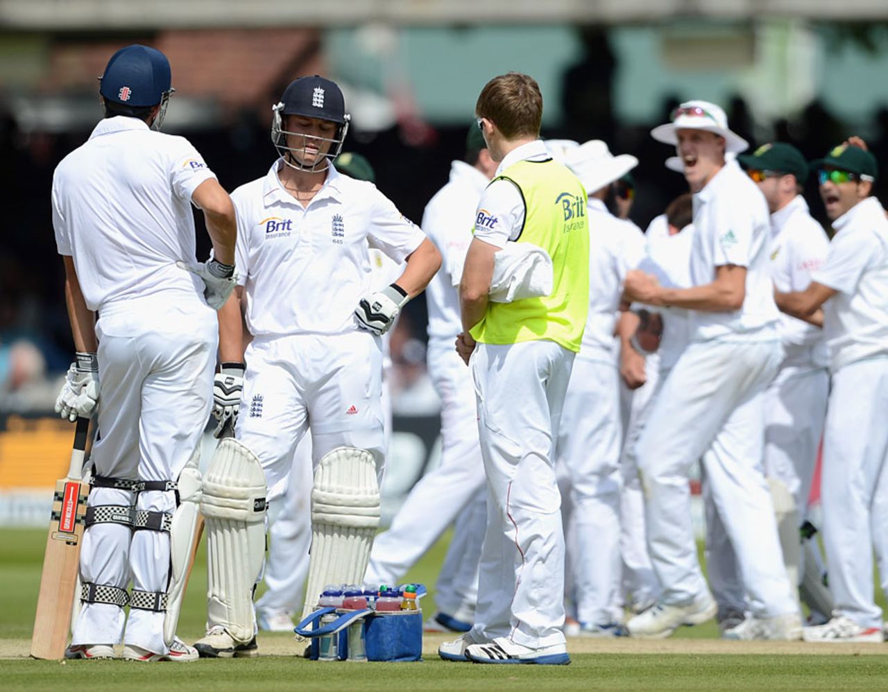 South Africa celebrate as Jonathan Trott's lbw verdict comes through, England v South Africa, 3rd Investec Test, Lord's, 2nd day, August 17, 2012