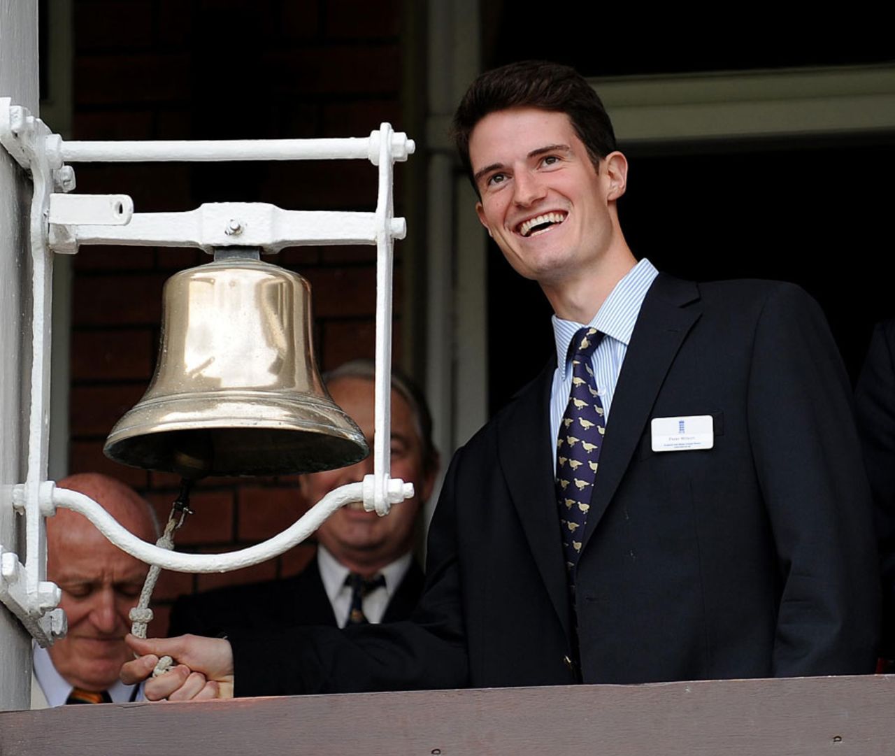Peter Wilson, the double trap shooting Olympic champion, rang the bell at the start of day two, England v South Africa, 3rd Investec Test, Lord's, 2nd day, August 17, 2012