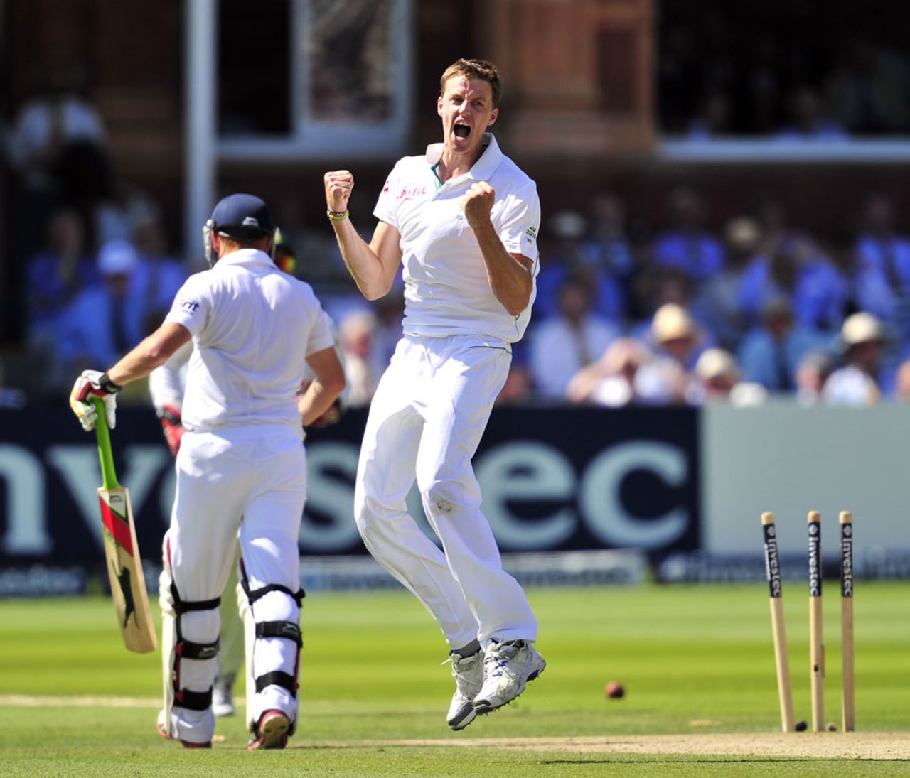 Morne Morkel is delighted in bowling Jonny Bairstow, England v South Africa, 3rd Investec Test, Lord's, 3rd day, August, 18, 2012