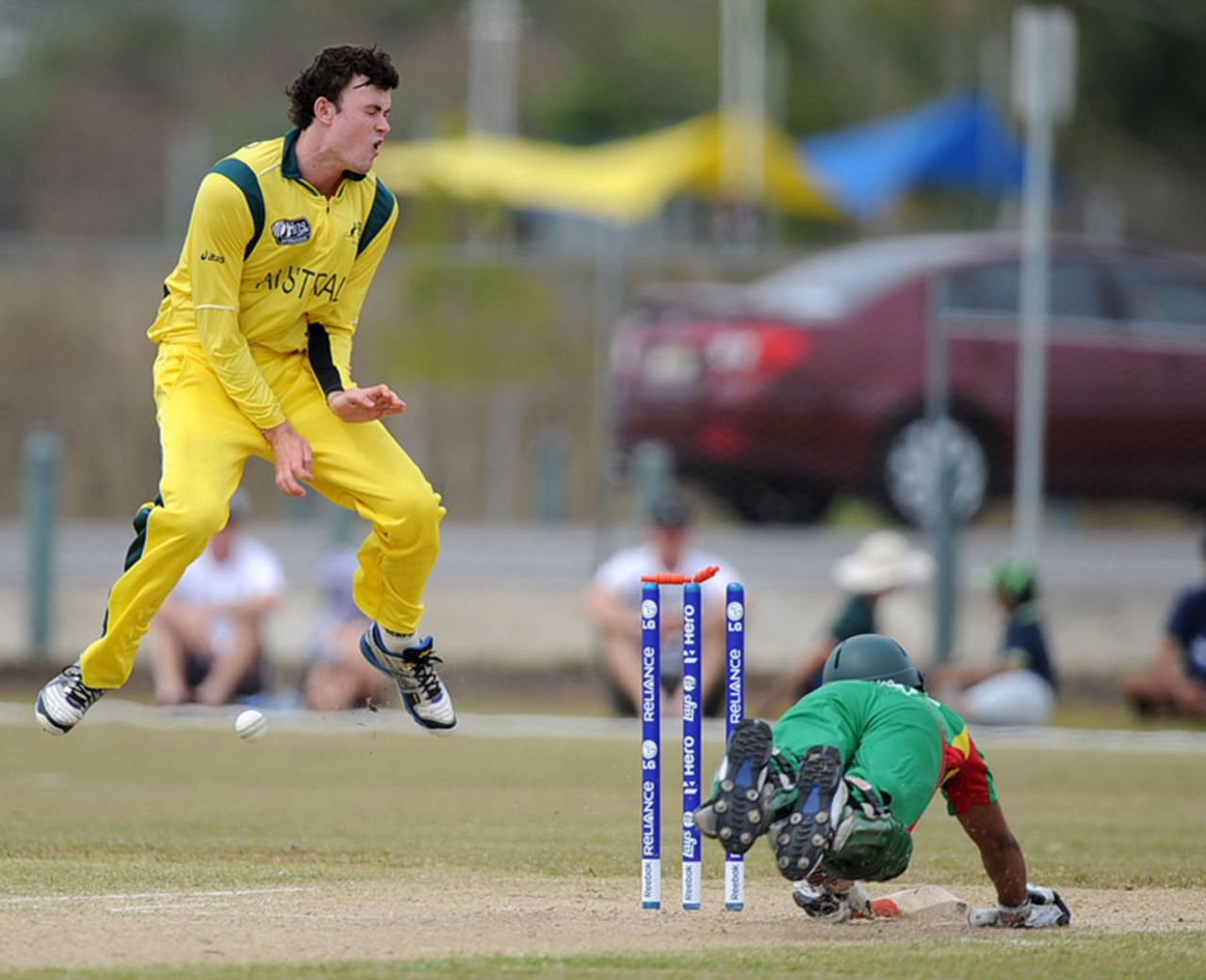 Liton Das was run out, Australia v Bangladesh, quarter-final, ICC Under-19 World Cup 2012, Townsville, August 19, 2012