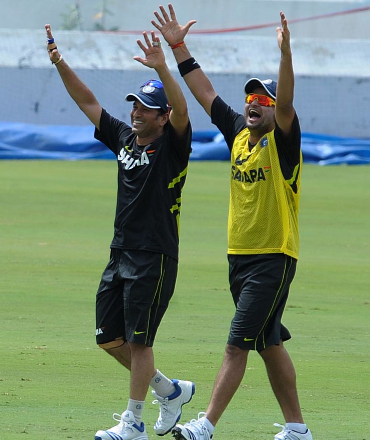 Sachin Tendulkar and Suresh Raina at practice in Hyderabad, Hyderabad, August 20, 2012