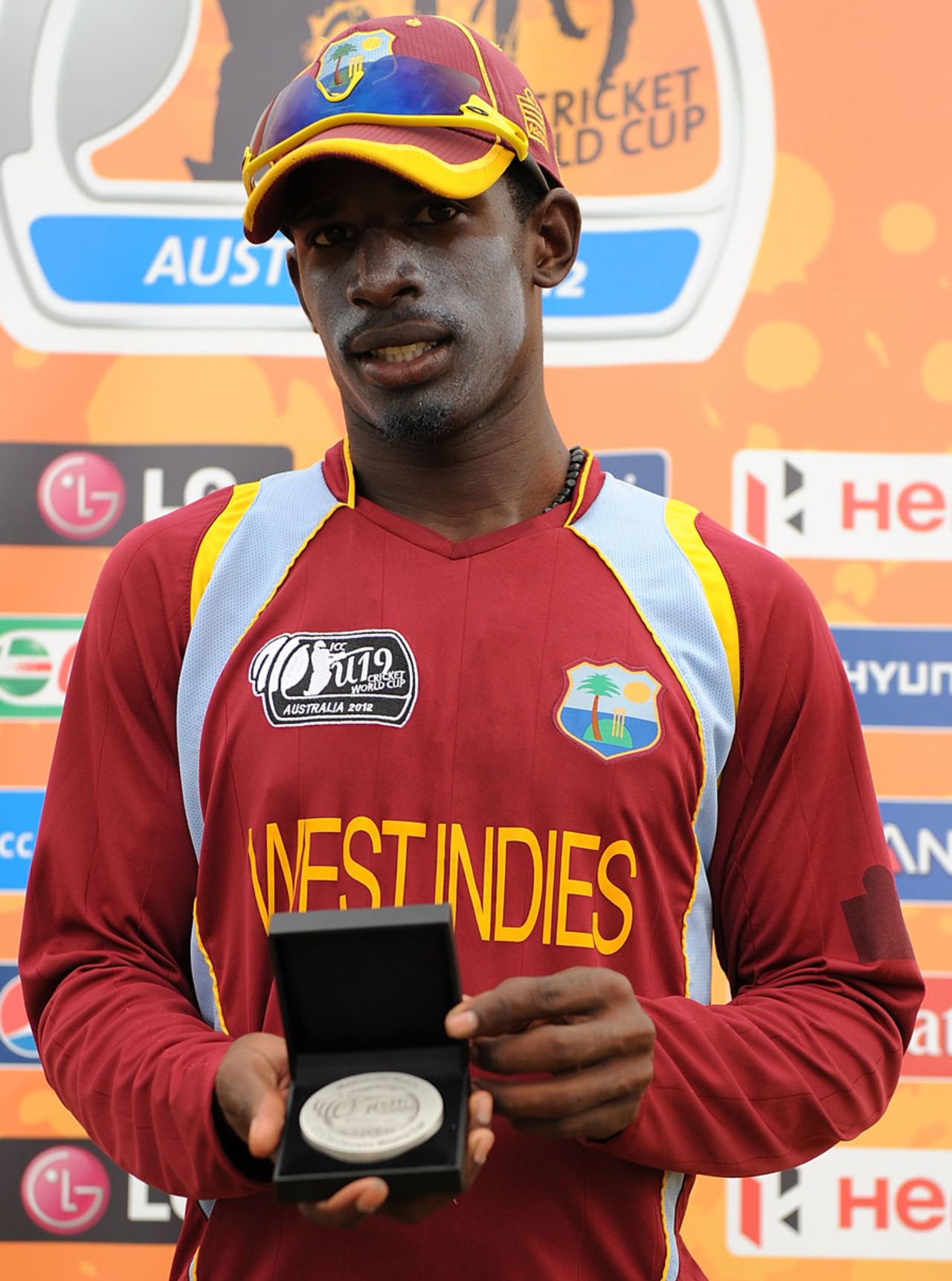 Derone Davis was adjudged Man of the Match for his all-round show, Pakistan v West Indies, ICC Under-19 World Cup 5th place play-off semi-final, Townsville, August 22, 2012