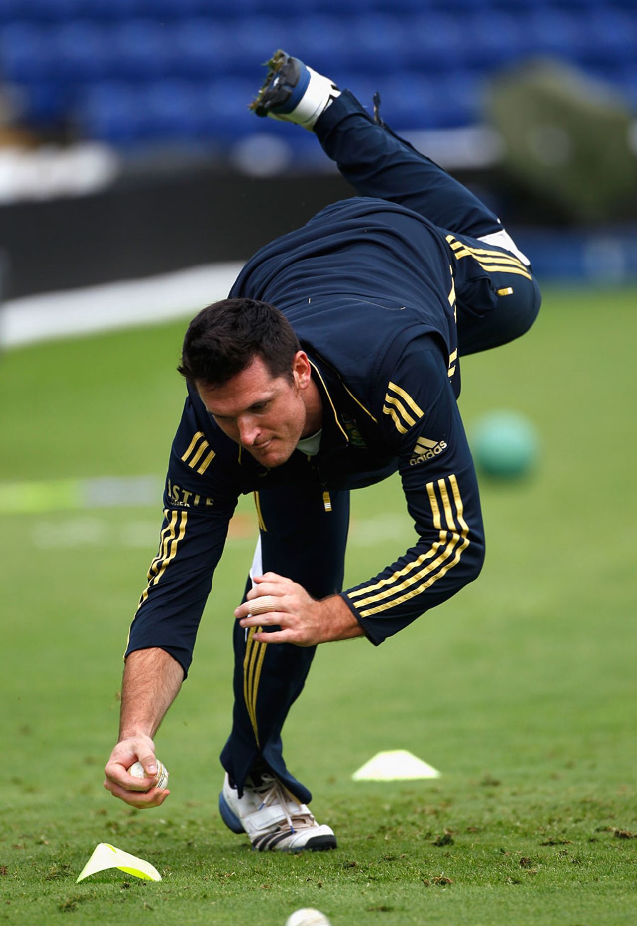 Graeme Smith was back in training after the Test success, Cardiff, August 23, 2012