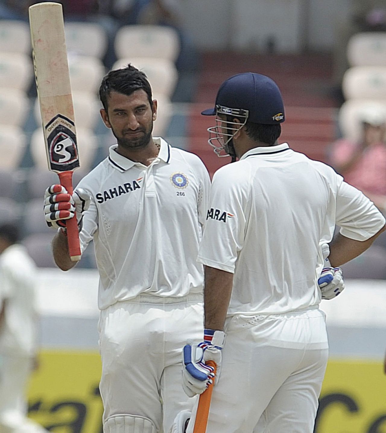 Cheteshwar Pujara got to 150 on the second morning, India v New Zealand, 1st Test, Hyderabad, 2nd day, August 24, 2012